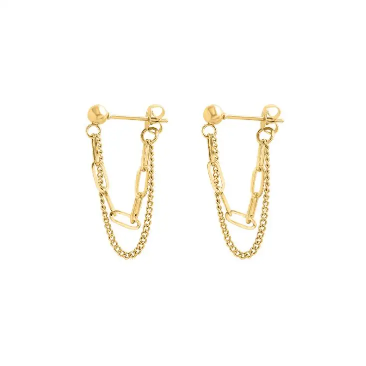 Jietao Stainless Steel Jewelry Wholesale Women 18K Gold Plated Tassel Link Chain Drop Earrings Chain Earrings Long
Jietao Stainless Steel Jewelry Wholesale Women 18K Gold Plated Tassel Link Chain Drop Earrings Chain Earrings Long