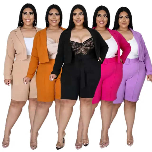 Fall 2021 Plus Size Female Clothing Suit Lady Wear For Office Suits Elegant Women Blazer Shorts 2 Piece Set
Fall 2021 Plus Size Female Clothing Suit Lady Wear For Office Suits Elegant Women Blazer Shorts 2 Piece Set
