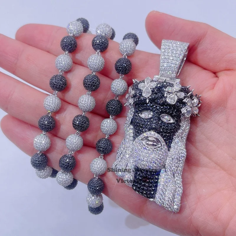 GRA certificated vvs iced out hip hop sterling silver rosary chain black diamond jesus pendant
GRA certificated vvs iced out hip hop sterling silver rosary chain black diamond jesus pendant