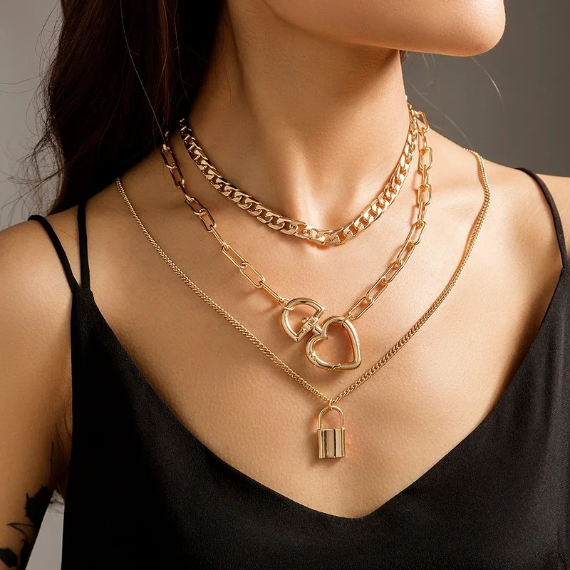 Multi-layered Necklace Jewelry Ins Fashion All-match Heart-shaped Buckle Lock-shaped Creative Personality Split
Multi-layered Necklace Jewelry Ins Fashion All-match Heart-shaped Buckle Lock-shaped Creative Personality Split