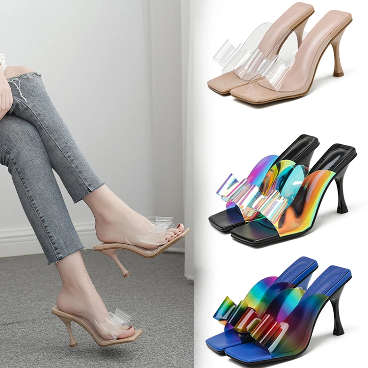 Fashion Transparent Sandals Bowknot Square Head Color High Heels Shoes For Women, Silvery/black
Fashion Transparent Sandals Bowknot Square Head Color High Heels Shoes For Women, Silvery/black