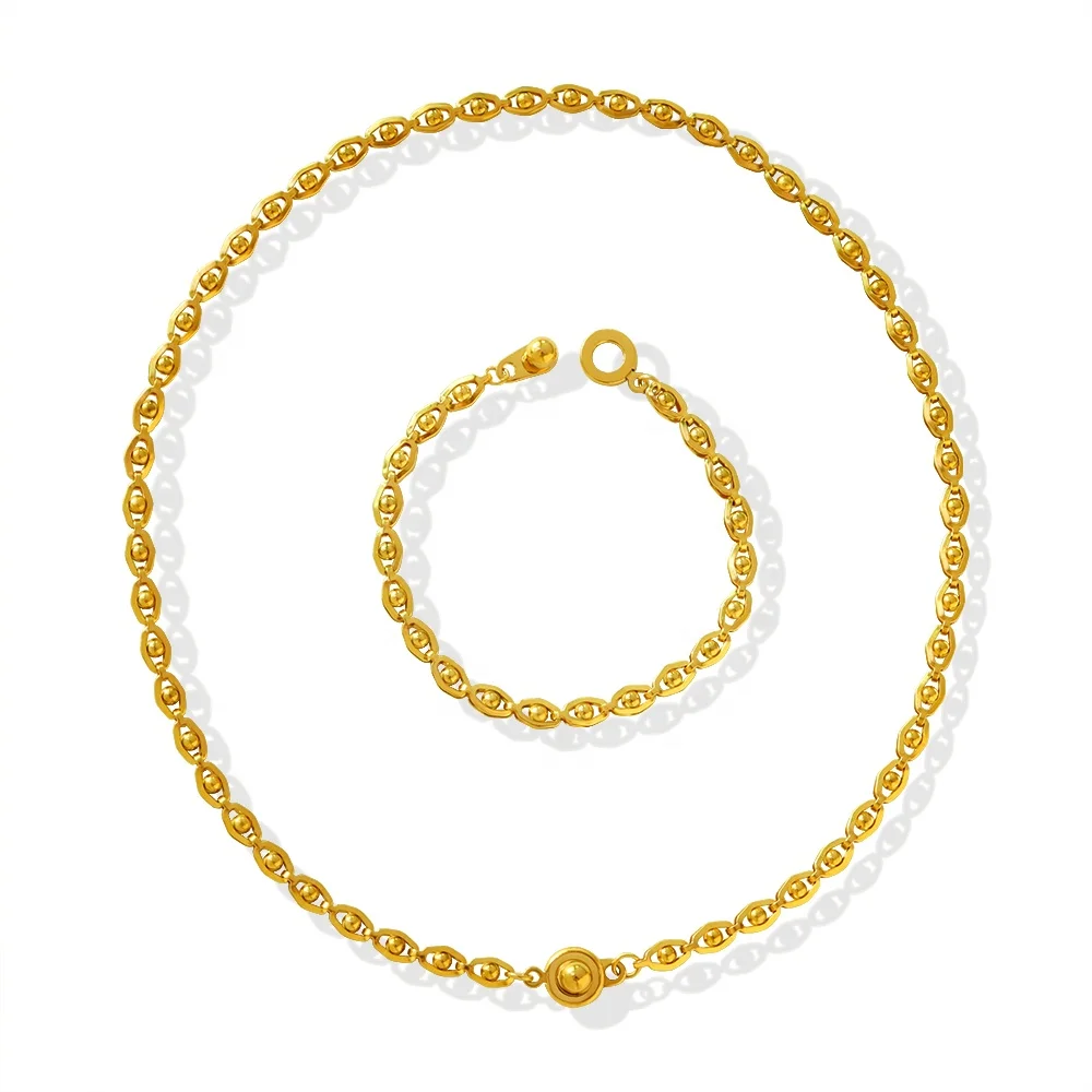 Hip Hop Jewelry Stainless Steel Gold Plated Ball Necklace Bracelet Jewelry Set, Customized color
Hip Hop Jewelry Stainless Steel Gold Plated Ball Necklace Bracelet Jewelry Set, Customized color
