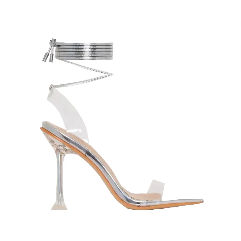 summer silver high strap simple design strappy transparent sandals for women heel shoes 2020
summer silver high strap simple design strappy transparent sandals for women heel shoes 2020