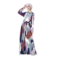 comfortable irregular Geometric pattern pleated front button maxi dress abaya with detached belt
comfortable irregular Geometric pattern pleated front button maxi dress abaya with detached belt