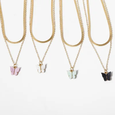 Hot Selling Butterfly Charm Necklace Earrings Set for Women 2 Layer Cuban Link Chain Choker Necklace Acrylic Pendant Jewelry
Hot Selling Butterfly Charm Necklace Earrings Set for Women 2 Layer Cuban Link Chain Choker Necklace Acrylic Pendant Jewelry