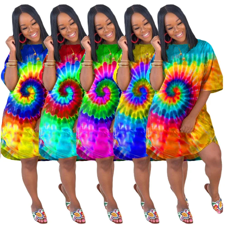Wholesale Fashion Printing Floral T Shirt Dresses, Plus Sizes Casual Loose Lounge Wear Short Sleeve Tie Dye Dress
Wholesale Fashion Printing Floral T Shirt Dresses, Plus Sizes Casual Loose Lounge Wear Short Sleeve Tie Dye Dress