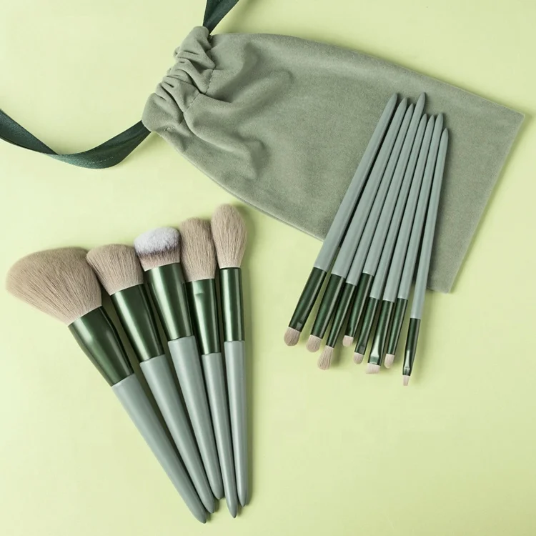 13 Pcs High-end Green Wood Handle Makeup Tools Custom Logo Makeup Brushes Set with Velvet Bag, Green,brown
13 Pcs High-end Green Wood Handle Makeup Tools Custom Logo Makeup Brushes Set with Velvet Bag, Green,brown