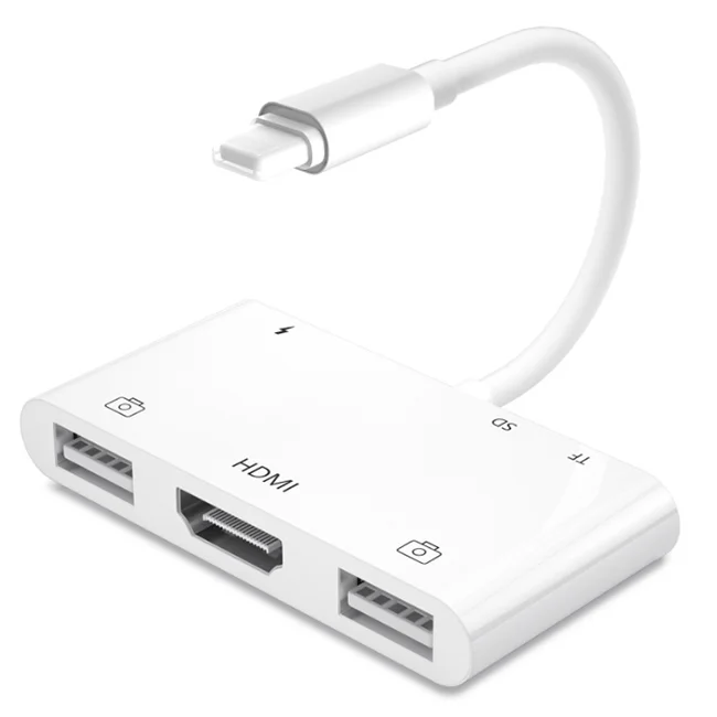 6 in 1 IOS Mobile Phone to hd mi + 2*Usb + SD TF Card Reader + Charging for iPhone12/11/8 power adapter
6 in 1 IOS Mobile Phone to hd mi + 2*Usb + SD TF Card Reader + Charging for iPhone12/11/8 power adapter