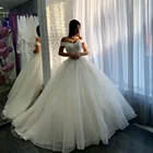 Sparkle Ball Gown Bridal Wear Off Shoulder Wedding Dress 2019