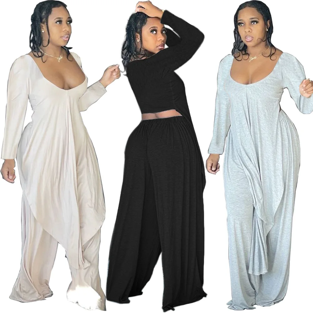 2021 New Arrivals Solid Plain Casual Loose Wide Leg Flare Pants Womens Two Piece Outfit 2 Piece Set Womens Two Piece Pants Set
2021 New Arrivals Solid Plain Casual Loose Wide Leg Flare Pants Womens Two Piece Outfit 2 Piece Set Womens Two Piece Pants Set