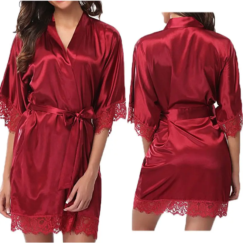 Top Quality Gorgeous Satin robes women Sexy pajamas sleepwear for home hotel and SPA wear, Black,red,purple,blue,hot pink,white
Top Quality Gorgeous Satin robes women Sexy pajamas sleepwear for home hotel and SPA wear, Black,red,purple,blue,hot pink,white