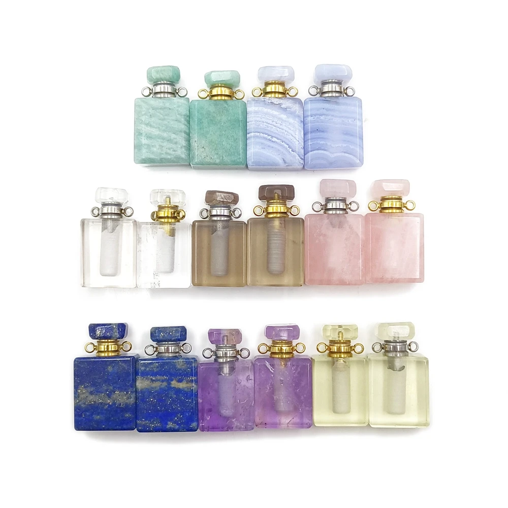 Wholesale Square Perfume Bottle Pendant Natural Gemstone Amethyst Essential Oil Crystal Rose Quartz Jewellery for necklace, Multi
Wholesale Square Perfume Bottle Pendant Natural Gemstone Amethyst Essential Oil Crystal Rose Quartz Jewellery for necklace, Multi