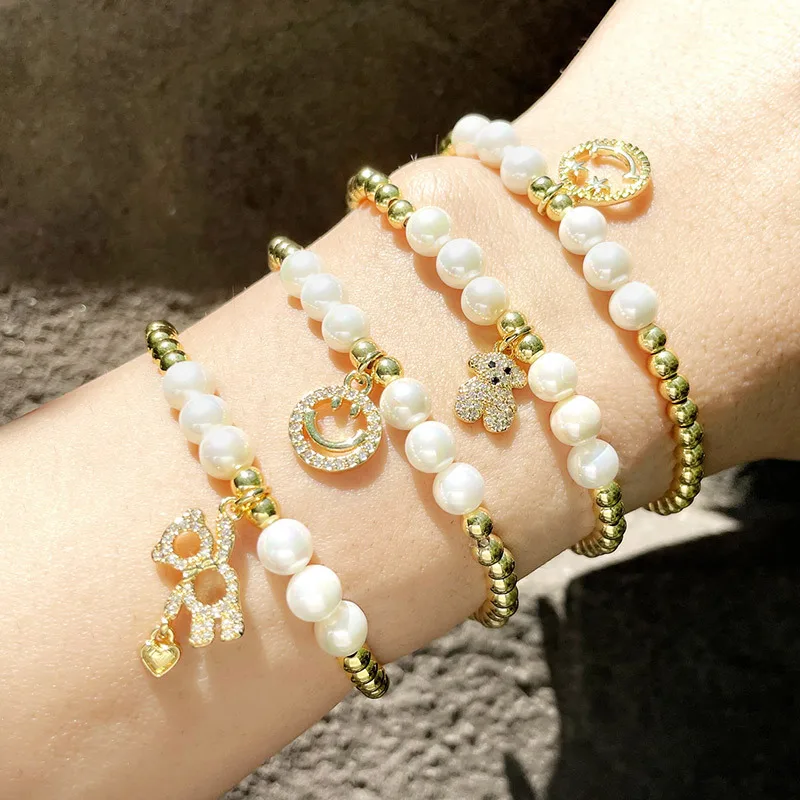 Korea's New Style Pearl Beaded Bear Bracelet Jewelry Smiley Elastic Diamond Bracelet For Women
Korea's New Style Pearl Beaded Bear Bracelet Jewelry Smiley Elastic Diamond Bracelet For Women