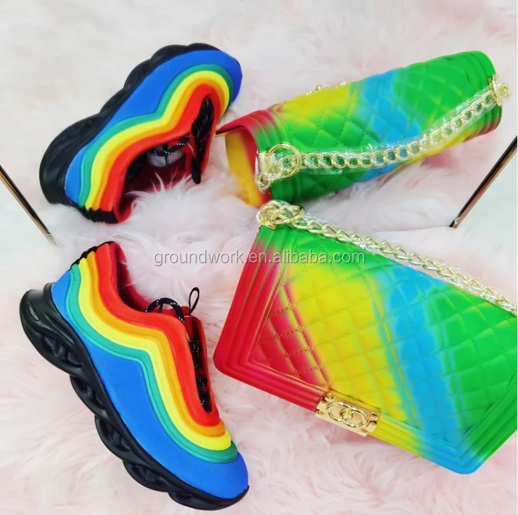 All Season Lady's casual shoes women outdoor fashion colorful shoe with candy jelly purse set
All Season Lady's casual shoes women outdoor fashion colorful shoe with candy jelly purse set