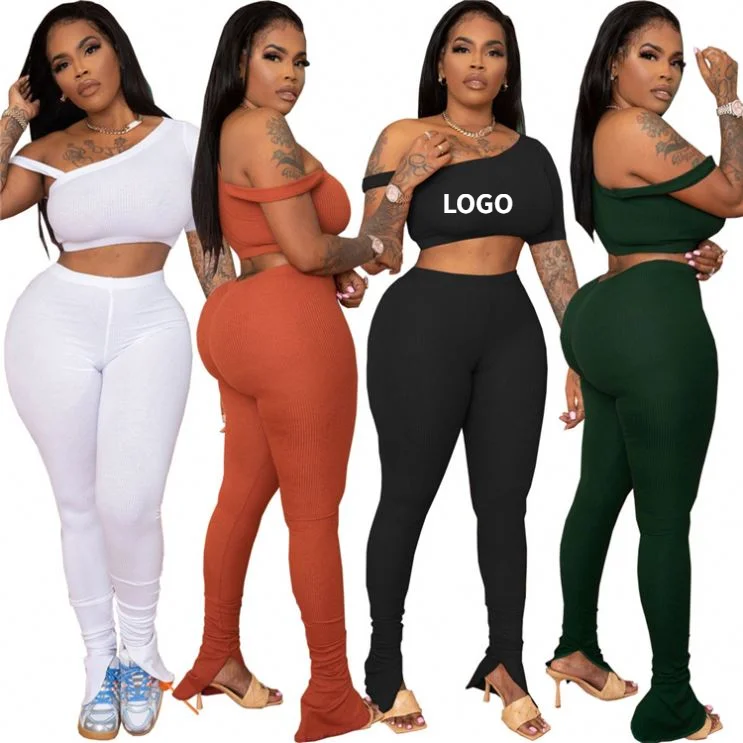 Sexy One Shoulder Halter Crop Top Midriff Solid Color Split Pants Women 2 Piece Pants Sets
Sexy One Shoulder Halter Crop Top Midriff Solid Color Split Pants Women 2 Piece Pants Sets