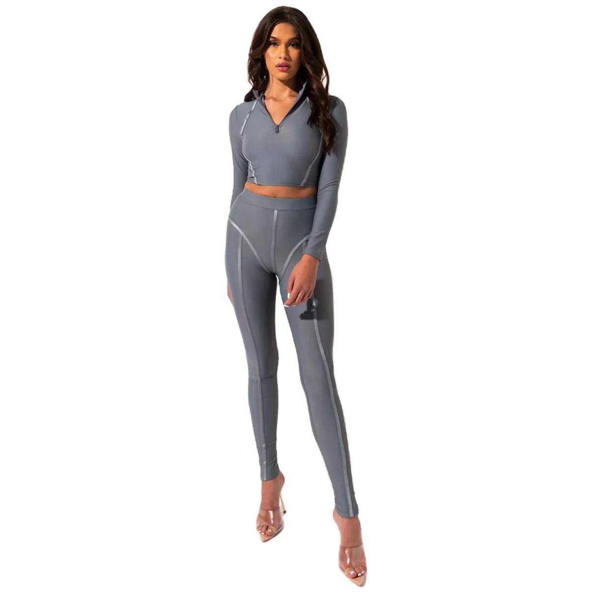 High Quality Yoga Wear High Neck Zipper Crop Top 2 Piece Set Yoga Fitness Half Zipper Yoga Set, Customized color
High Quality Yoga Wear High Neck Zipper Crop Top 2 Piece Set Yoga Fitness Half Zipper Yoga Set, Customized color