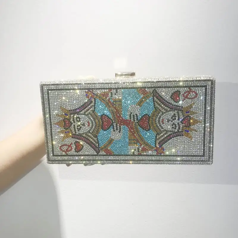 New Trendy Luxury Rhinestone Diamond Queen Playing Card Crossbody Woman Handbag Bag Poker Mermaid Shape Clutch Evening Bag, As picture
New Trendy Luxury Rhinestone Diamond Queen Playing Card Crossbody Woman Handbag Bag Poker Mermaid Shape Clutch Evening Bag, As picture