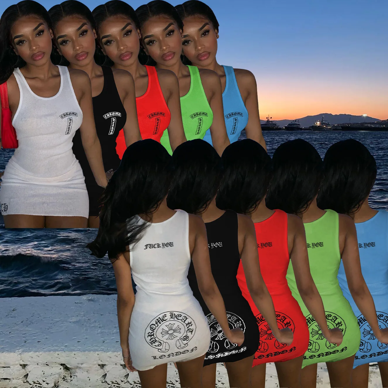 2021 Summer Dress Sleeveless Print Round Neck Ribbed Tank Dress Top Bodycon Knitting Casual Dresses, White,black,green
2021 Summer Dress Sleeveless Print Round Neck Ribbed Tank Dress Top Bodycon Knitting Casual Dresses, White,black,green