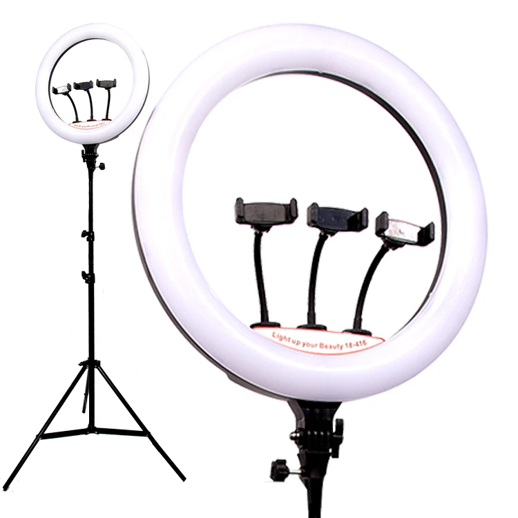 Dimmable selfie 18 inch makeup ring light with cell phone holder tripod stand, Black
Dimmable selfie 18 inch makeup ring light with cell phone holder tripod stand, Black