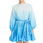Popular summer handmade ribbon blue indigo cotton mini tie dye dress