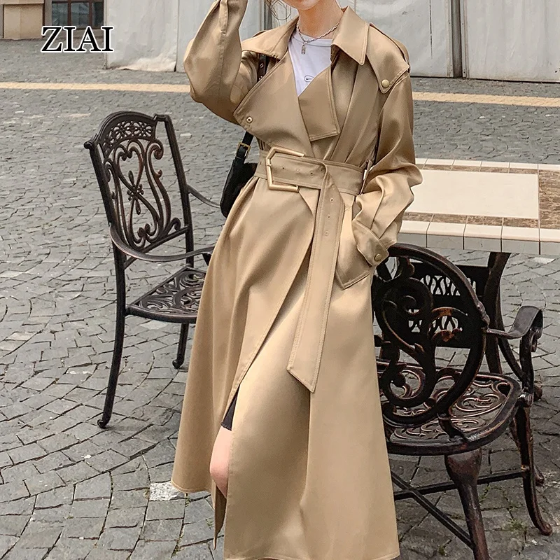 

2020 new fashion custom windproof blend double breasted jackets classic long waterproof long women trench coat, Blue and khaki