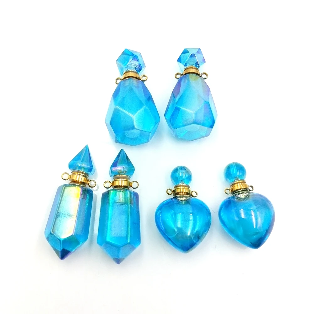 Wholesale Heart Perfume Bottle Pendant Natural Gemstone Amethyst Essential Oil Crystal Blue Quartz Jewellery for Necklace, Multi 
Wholesale Heart Perfume Bottle Pendant Natural Gemstone Amethyst Essential Oil Crystal Blue Quartz Jewellery for Necklace, Multi