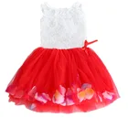 Cotton splicing gauze Children Clothing Flower tulle kids dresses Splicing girls baby tutu dress