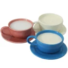 Fragrance Oil Candle in Decorated Ceramic Tea Coffee Cup Dia9.5xH8.4CM