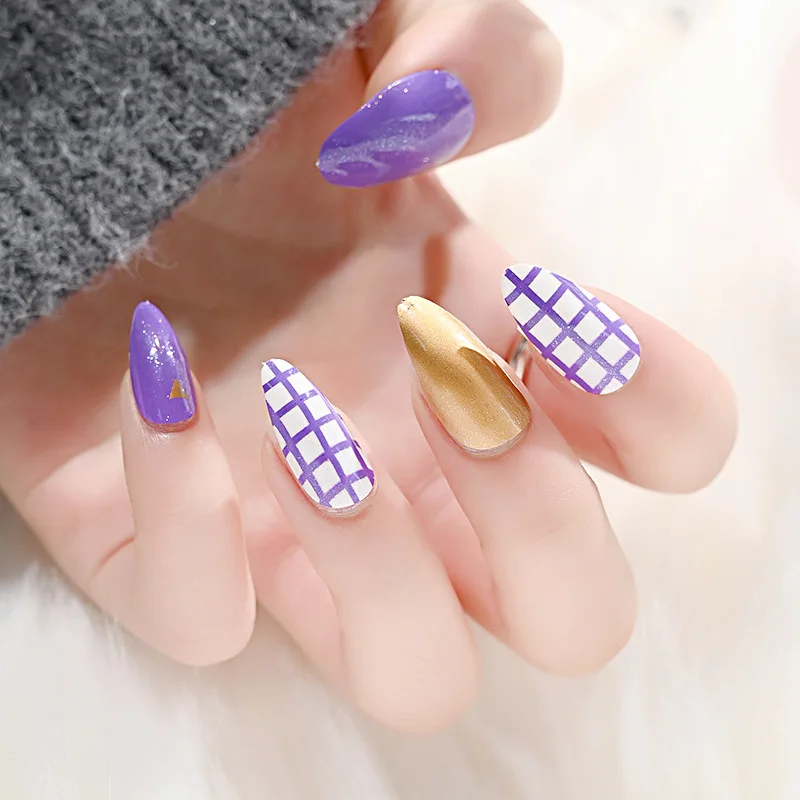 Elegant Stripe Pattern False Nail Long Coffin Glitter Almond Plaid Press On Nail, Multiple colors for choosing
Elegant Stripe Pattern False Nail Long Coffin Glitter Almond Plaid Press On Nail, Multiple colors for choosing