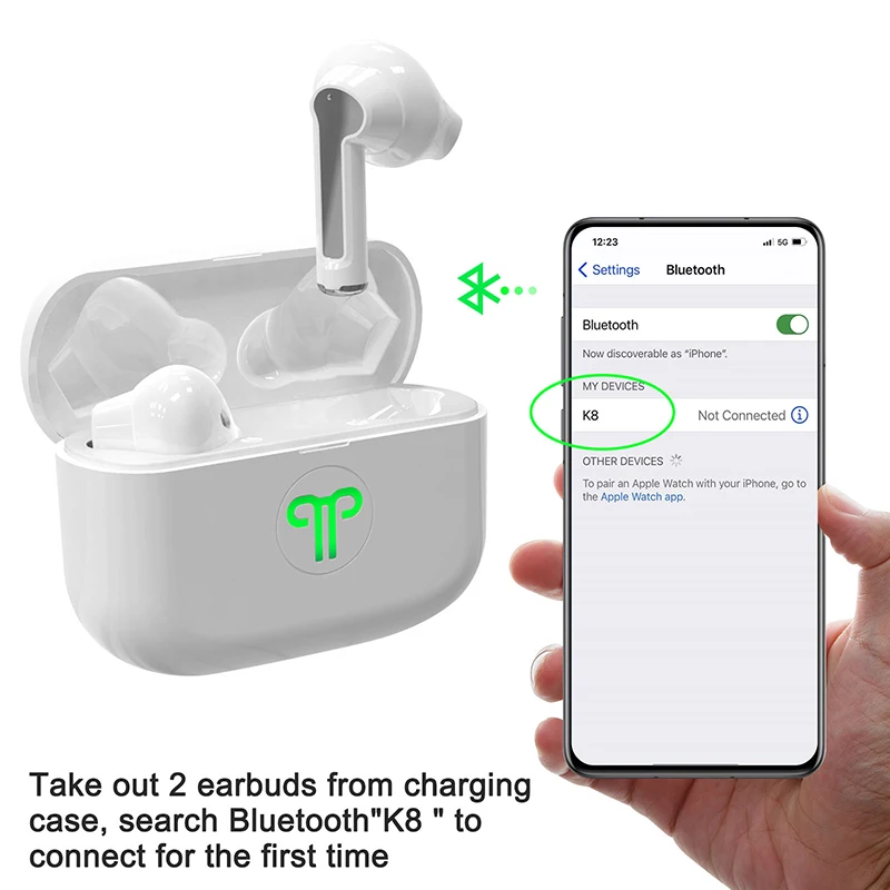 New models K8 TWS Wireless Headphones Headset BT5.0 Earbuds Waterproof Noise Reduction Wireless Earphone, Black white
New models K8 TWS Wireless Headphones Headset BT5.0 Earbuds Waterproof Noise Reduction Wireless Earphone, Black white