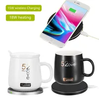 

Qi 18W 15W 2 in 1 Fast Wireless Charging Pad Electric Heating Coffee Mug Thermostatic Warmer Cup for iPhone Samsung Phone