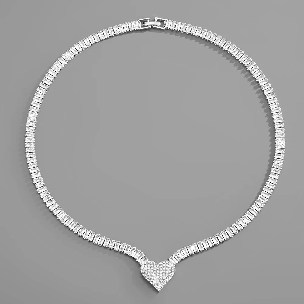 Hip Hop 6 MM 18 Inches 18K White Gold Plated Heart Pendant Necklace Sparkling Micro Pave Cubic Zirconia CZ Tennis Chain Necklace
Hip Hop 6 MM 18 Inches 18K White Gold Plated Heart Pendant Necklace Sparkling Micro Pave Cubic Zirconia CZ Tennis Chain Necklace