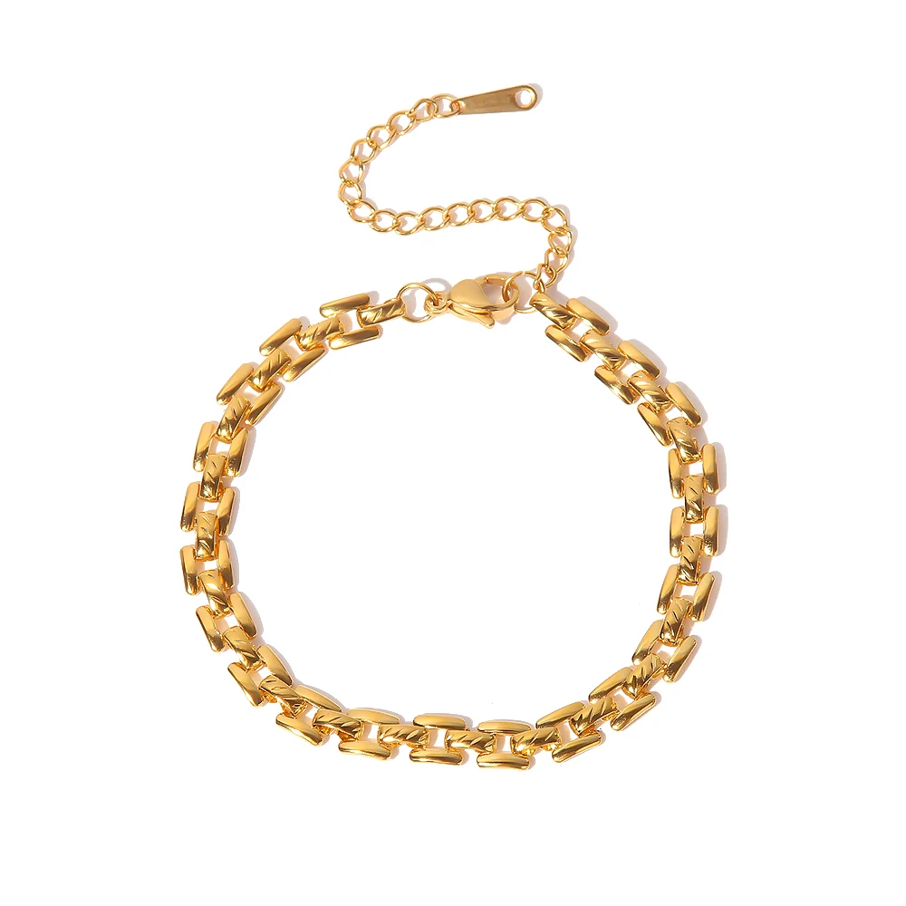 INS 18k Gold Plated Stainless Steel Jewelry Party Gift Geometric Wide Belt Bracelet for Girls
INS 18k Gold Plated Stainless Steel Jewelry Party Gift Geometric Wide Belt Bracelet for Girls