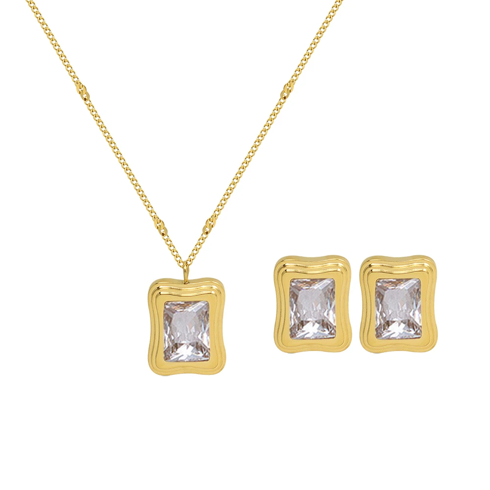Antique Block Zircon Square Brick Necklace Clavicle Chain Titanium Steel Stud Jewelry Set Female
Antique Block Zircon Square Brick Necklace Clavicle Chain Titanium Steel Stud Jewelry Set Female