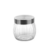 Clear ball shape straight lines glass food storage nut bottle with cork stopper metal lidacrylic cover