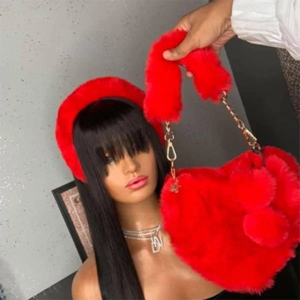 Fashion winter furry decoration faux fur sling handbags girls fur purse and headband set heart shaped fur purses, As shown or customized
Fashion winter furry decoration faux fur sling handbags girls fur purse and headband set heart shaped fur purses, As shown or customized