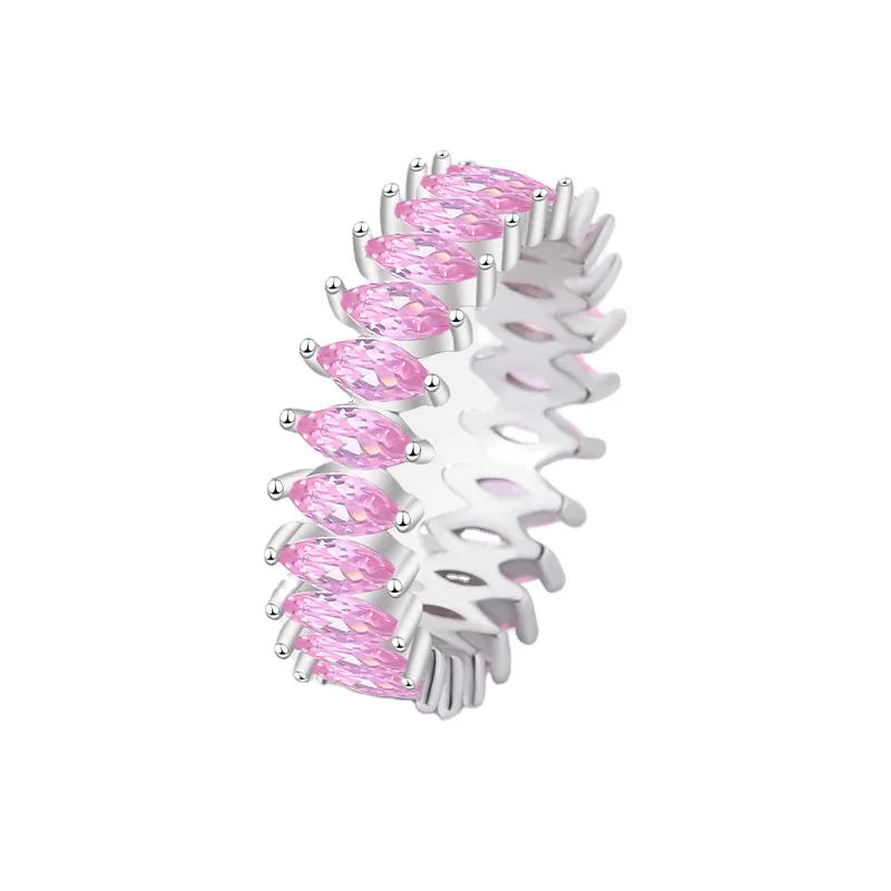 Custom 925 Sterling Silver Fine Jewelry 18k Gold Plated Pink Full Diamond Marquise Shape Zircon Eternity Ring
Custom 925 Sterling Silver Fine Jewelry 18k Gold Plated Pink Full Diamond Marquise Shape Zircon Eternity Ring