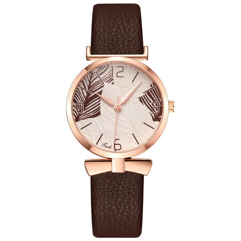 2021 new metal leather strap leaf digital scale display dial ladies casual fashion business quartz watch
2021 new metal leather strap leaf digital scale display dial ladies casual fashion business quartz watch