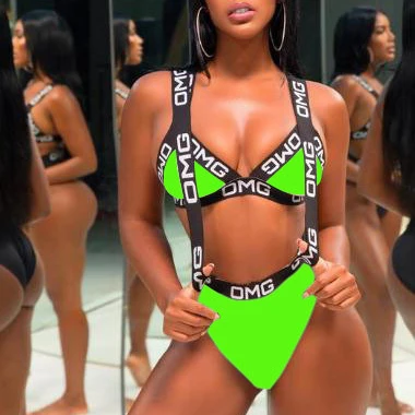 Wholesale Women Letter Printed Bandage Bikini Women Sexy Swimsuit Solid Color Triangle Two-Pieces Split Swimsuit
Wholesale Women Letter Printed Bandage Bikini Women Sexy Swimsuit Solid Color Triangle Two-Pieces Split Swimsuit