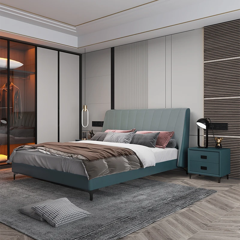 Modern simple design high quality king size bed for bedroom furniture wood frame with storage leather comfortable bed
Modern simple design high quality king size bed for bedroom furniture wood frame with storage leather comfortable bed