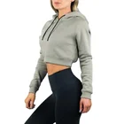 Top Custom Embroidery Logo Comfortable With Elasticity Women Fleece Crop Top Hoodies Pullover Hoodies For Women