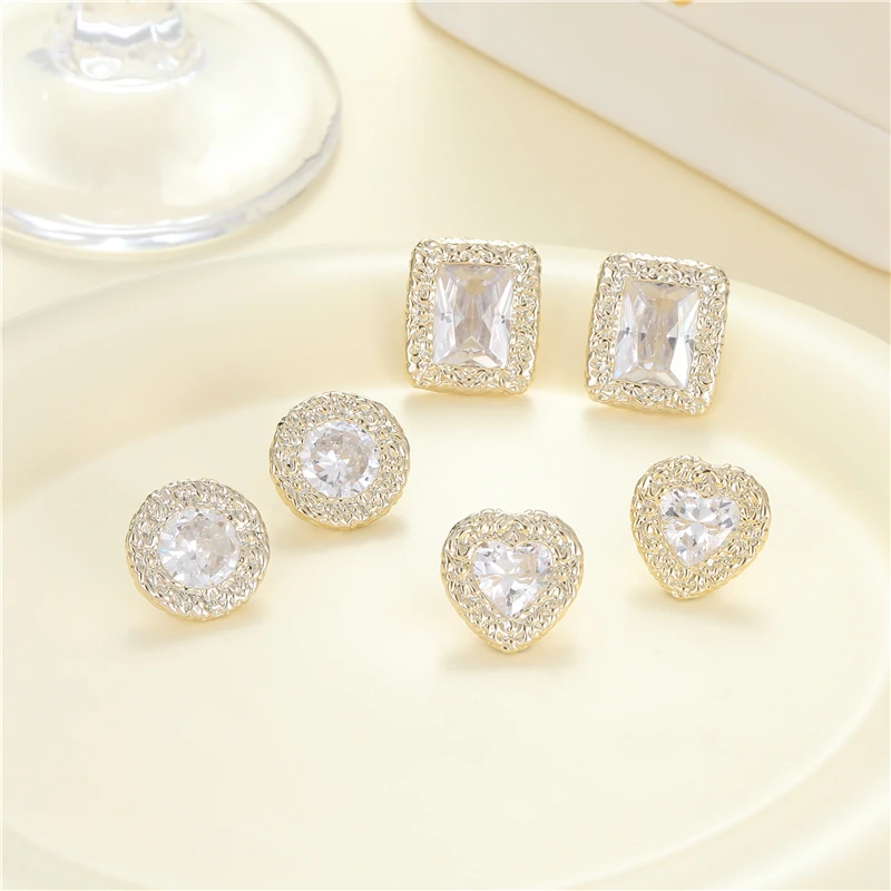 Wholesale Trendy Inlaid Zircon Heart Square Round Shape S925 Silver Needle Stud Earrings For Women
Wholesale Trendy Inlaid Zircon Heart Square Round Shape S925 Silver Needle Stud Earrings For Women
