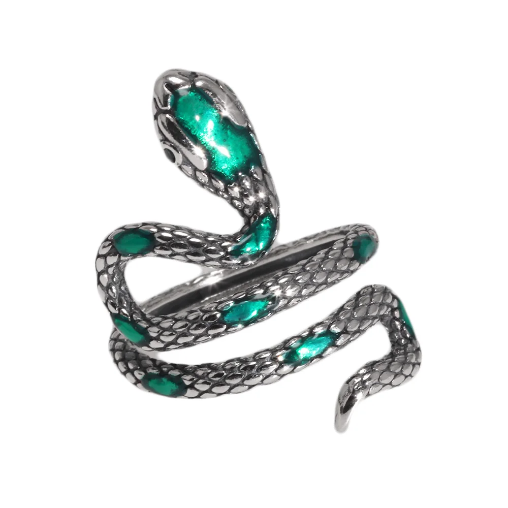 S925 Sterling Silver Snake Rings For Women with Green Zircon Stone Antique Punk Adjustable Animal Jewelry
S925 Sterling Silver Snake Rings For Women with Green Zircon Stone Antique Punk Adjustable Animal Jewelry