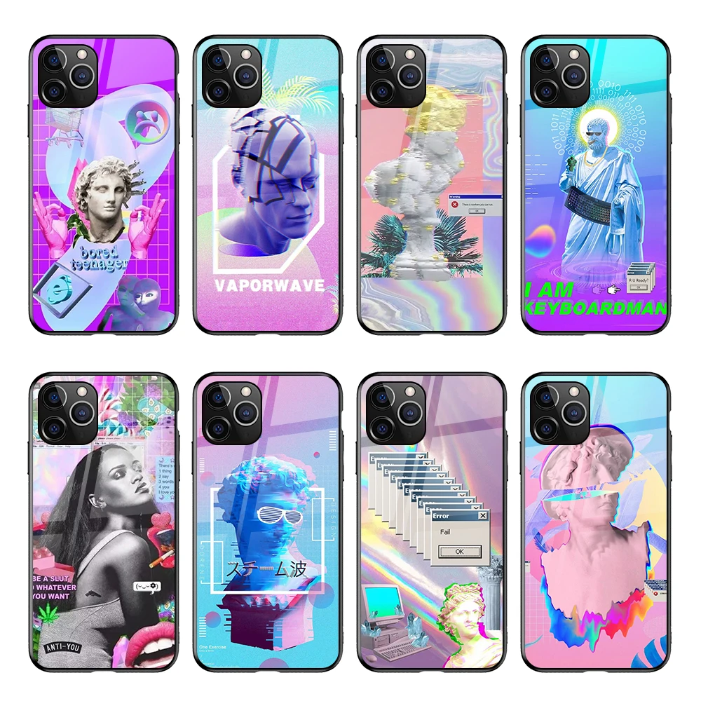 New Product Vaporwave Designer Classic Tempered Glass Phone Case for iPhone 13 12 11 Pro Max Hard Shockproof Back Cover
New Product Vaporwave Designer Classic Tempered Glass Phone Case for iPhone 13 12 11 Pro Max Hard Shockproof Back Cover
