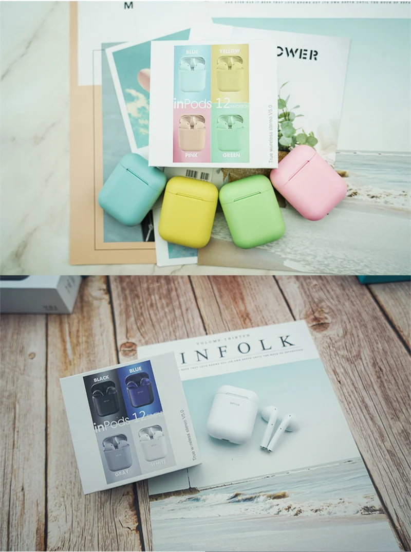 Cute Macaroon colors inPods 12 Mini wireless earbuds i12 TWS earphones - ANKUX.COM