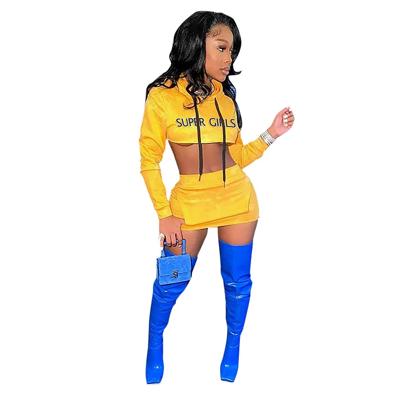 2020 New arrivals in stock women sexy hoodie long sleeve and skirts fashion design casual two piece set
2020 New arrivals in stock women sexy hoodie long sleeve and skirts fashion design casual two piece set
