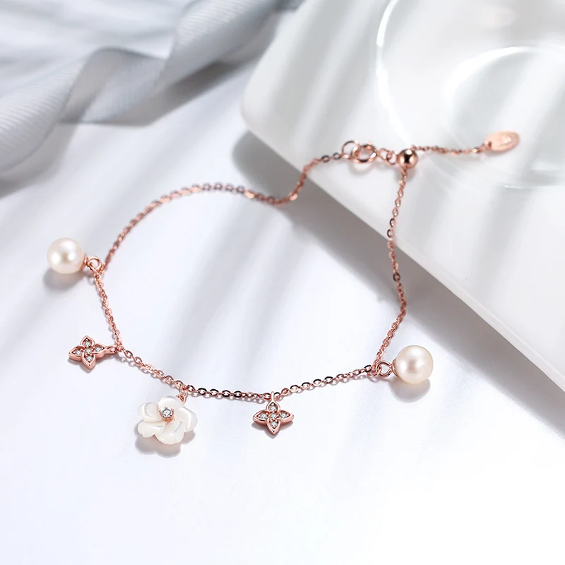 SB90 Trendy Gifts Jewelry 925 Sterling Silver 4A CZ Rose Gold Natural Freshwater Pearl Flower Bracelet
SB90 Trendy Gifts Jewelry 925 Sterling Silver 4A CZ Rose Gold Natural Freshwater Pearl Flower Bracelet