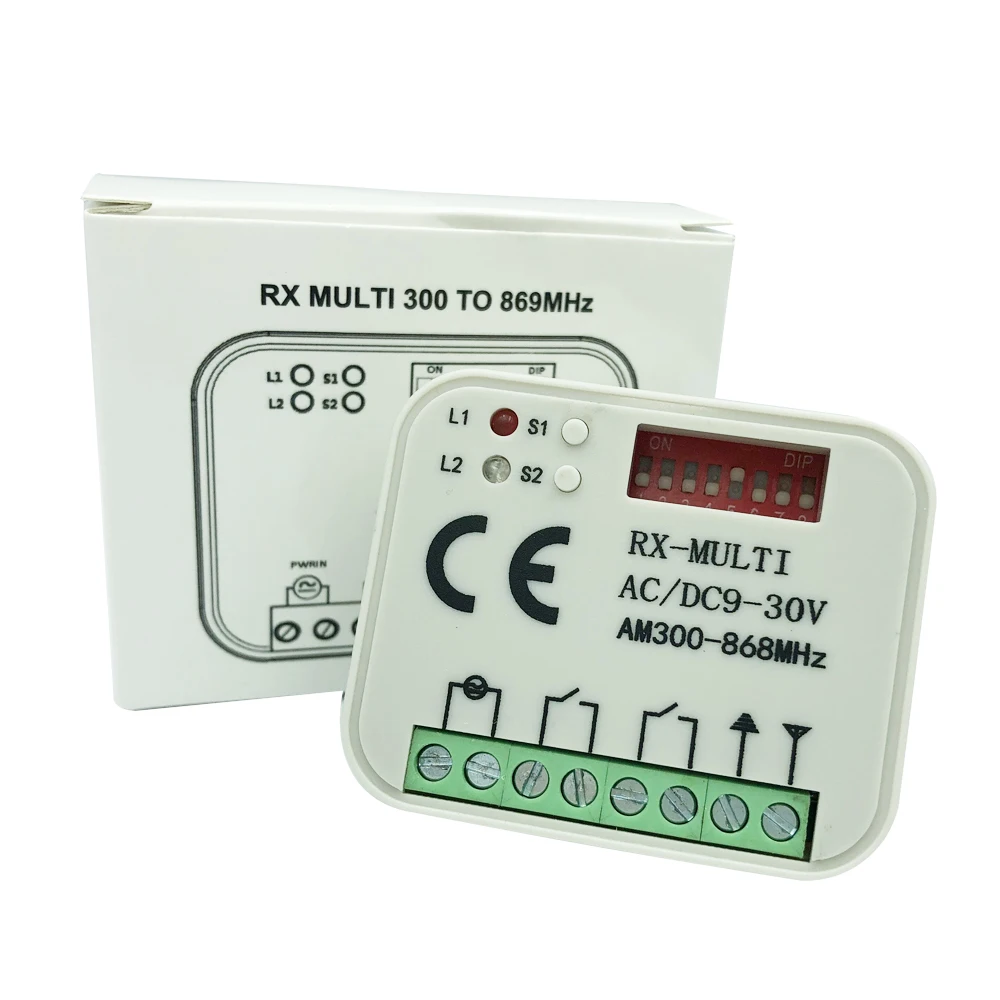 RX MULTI 300-900MHZ AC DC 9-30V receiver suits most of Brands transmitter/remote control
RX MULTI 300-900MHZ AC DC 9-30V receiver suits most of Brands transmitter/remote control