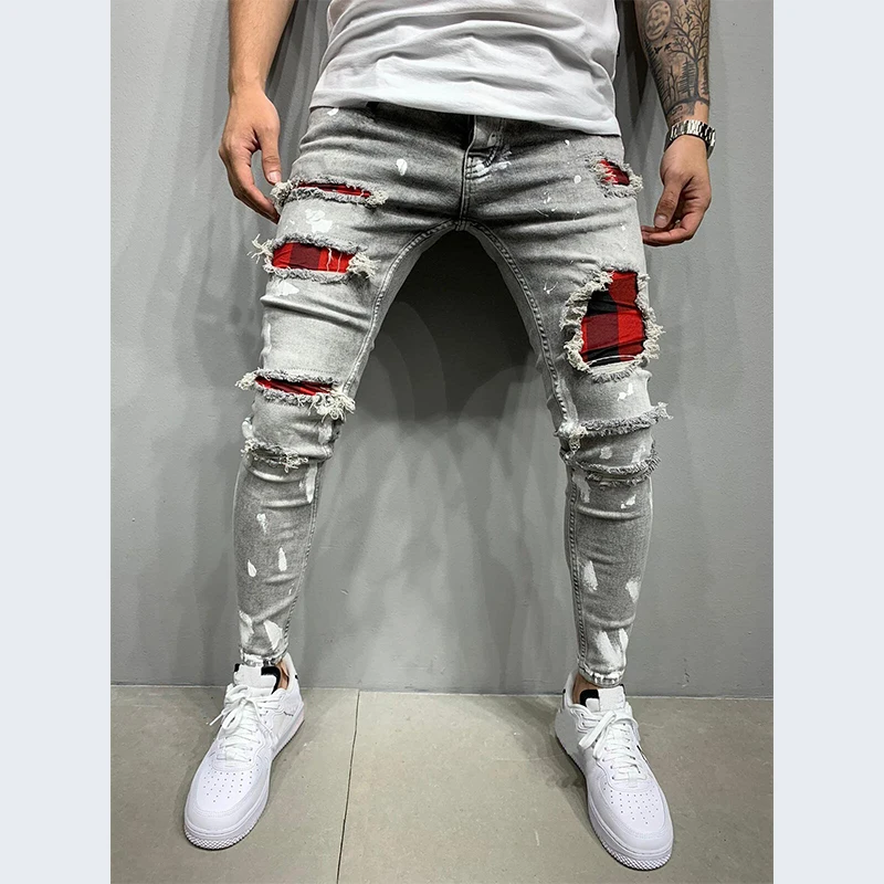 Hot-selling style men's jeans casual slim fit men's jeans with broken paint and ripped feet, Customized color
Hot-selling style men's jeans casual slim fit men's jeans with broken paint and ripped feet, Customized color