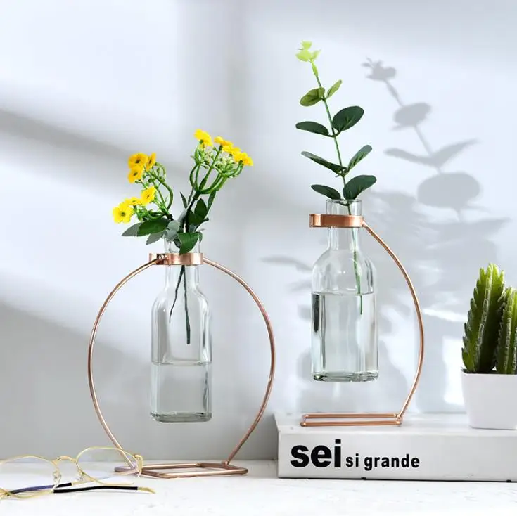 New design home garden decoration transparent glass vase glass vase with metal stand, Customized color
New design home garden decoration transparent glass vase glass vase with metal stand, Customized color